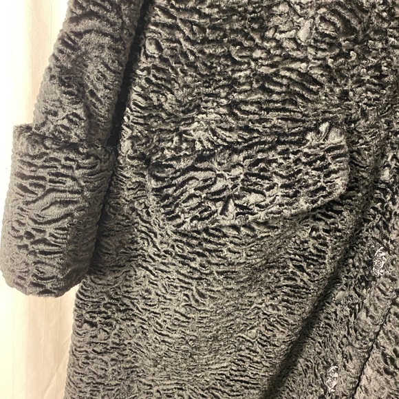 J.Jill 1x Vintage Style Swing Coat Plush Thick Crushed Velvet Pockets Black - Picture 6 of 11
